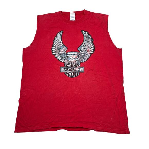 Harley Davidson VTG 90s Vallarta Mexico Biker Muscle Tee T-Shirt Tank Red XL - Picture 1 of 8